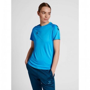 Hummel Core Xk Core Poly S/S T-shirts Dames Blauw | 880548-097