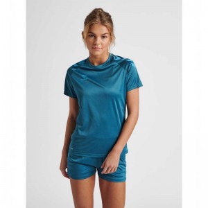 Hummel Core Xk Core Poly S/S T-shirts Dames Blauw | 583549-726
