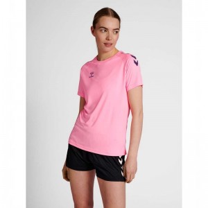 Hummel Core Xk Core Poly S/S T-shirts Dames Roze | 579805-373