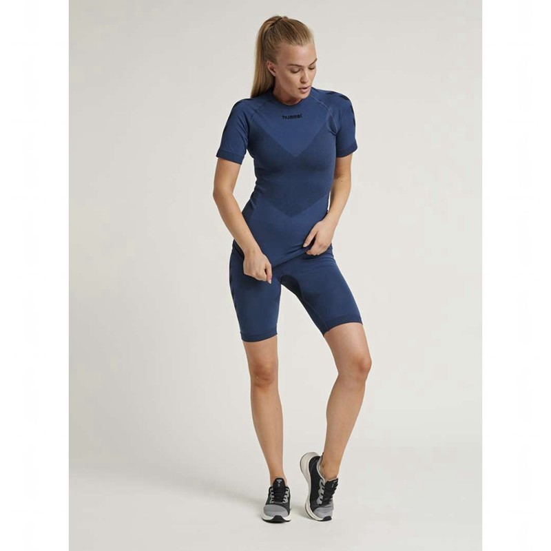 Hummel First Seamless Tr Sht Tigh W Korte Broek Dames Donkerblauw | 332393-371