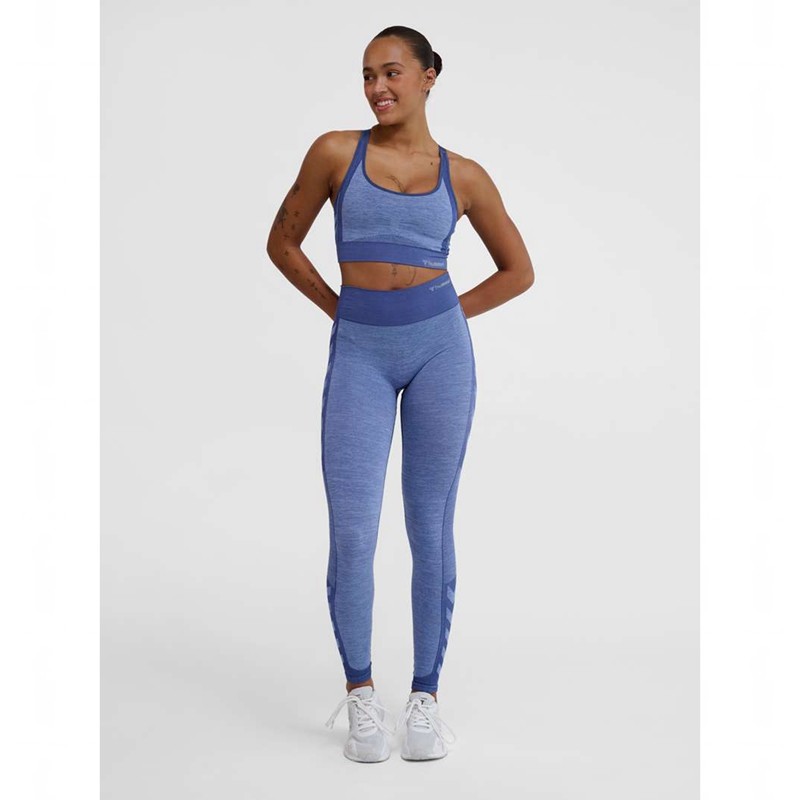Hummel Mt Shine Seamless Mw Hardloopbroek Dames Blauw | 400007-799