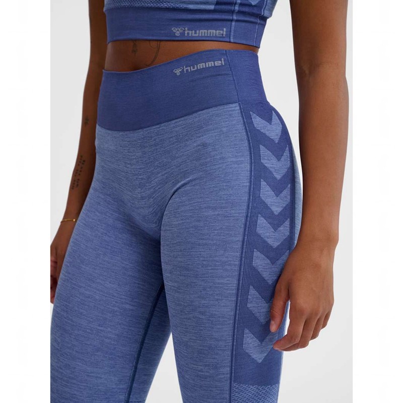 Hummel Mt Shine Seamless Mw Hardloopbroek Dames Blauw | 400007-799