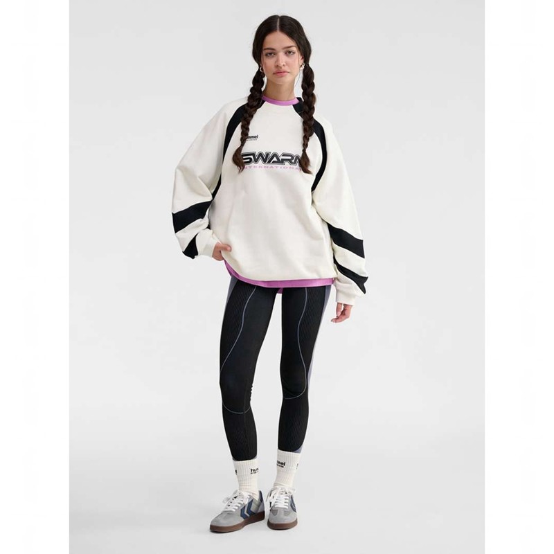 Hummel Oversized Crew Sportswear Swarm Sweatshirts Dames Wit | 481686-929